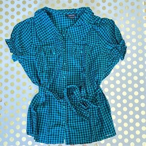 Paper Tee Teal and Black Checkered Shirt